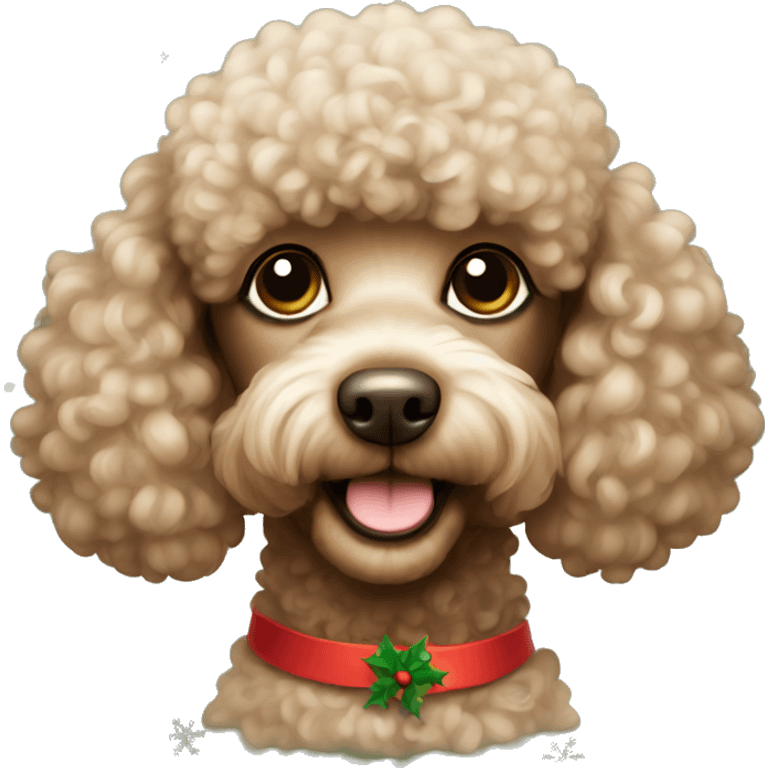 Brown Christmas Poodle  emoji