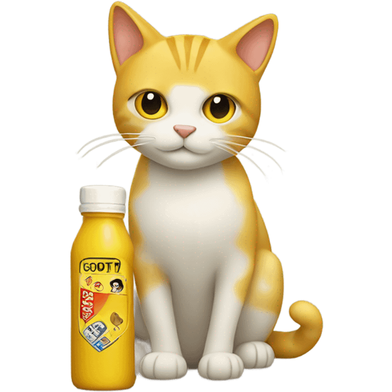 Yellow cat with mustard bottle emoji