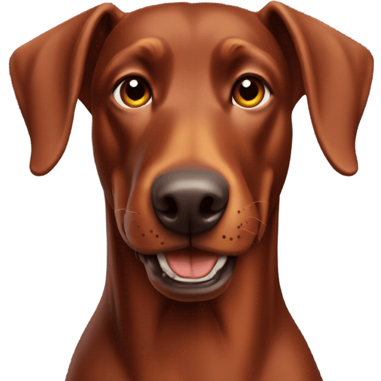 Red Doberman without cropped ears face facing front happy expression  emoji