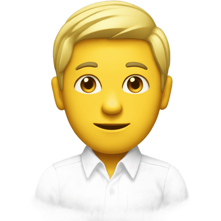 yellow skin man typing on keyboard wearing white button down shirt front view emoji