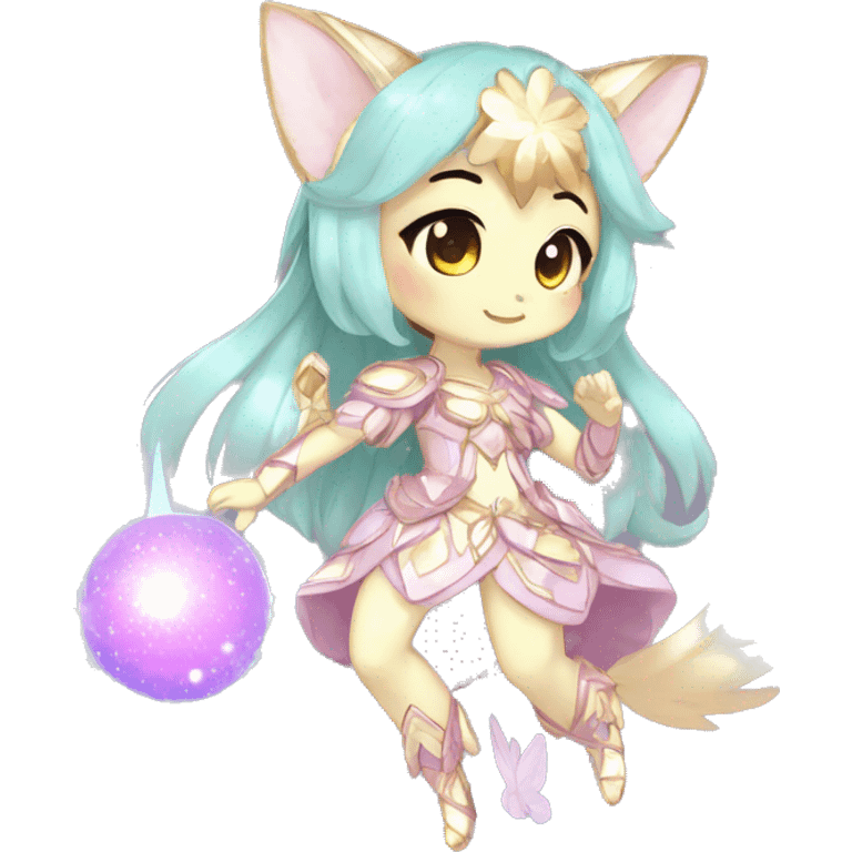 Cute Kawaii Chibi Anthro Sona Colorful Ethereal Pretty see Godly Celestial Shiny Fakemon Full Body emoji