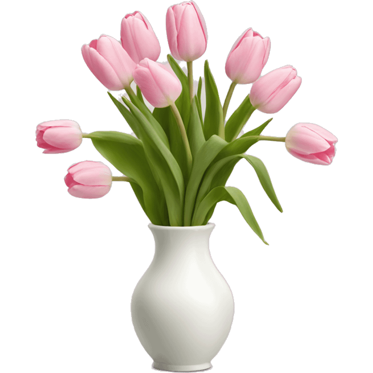 Light pink tulips in white vase emoji