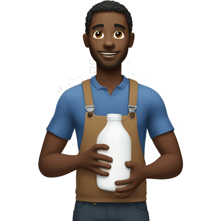 Black man holding a jug of milk emoji