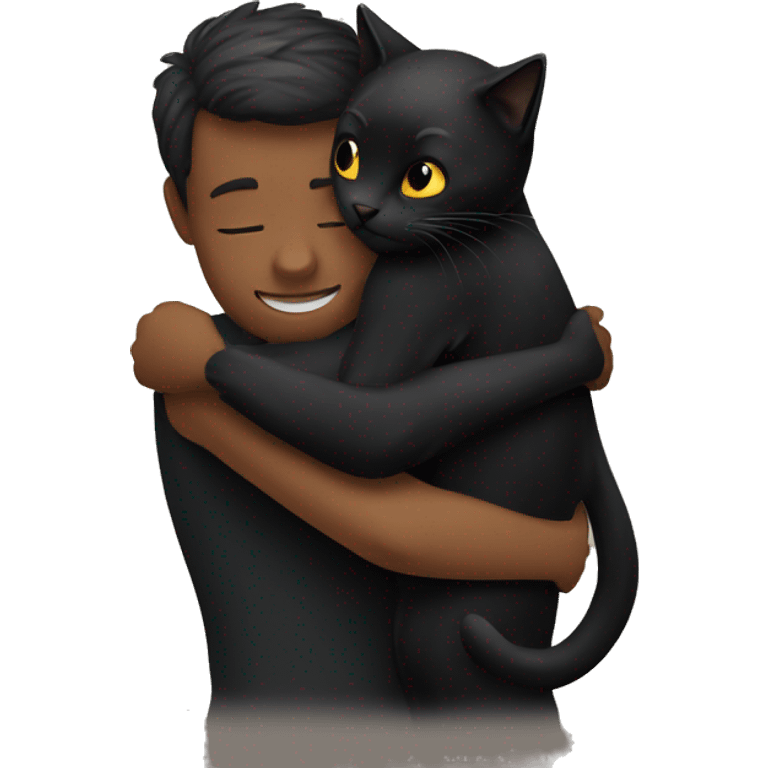 person hug black cat emoji