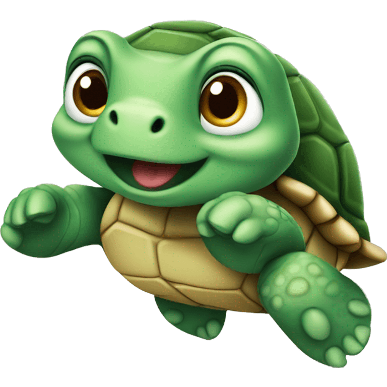 running cute smart turtle emoji