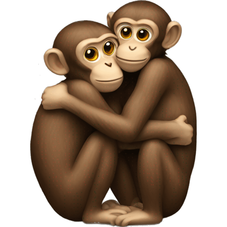 Two monkeys hugging  emoji