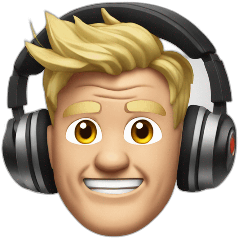 gordon ramsay listening with headphones, happy emoji