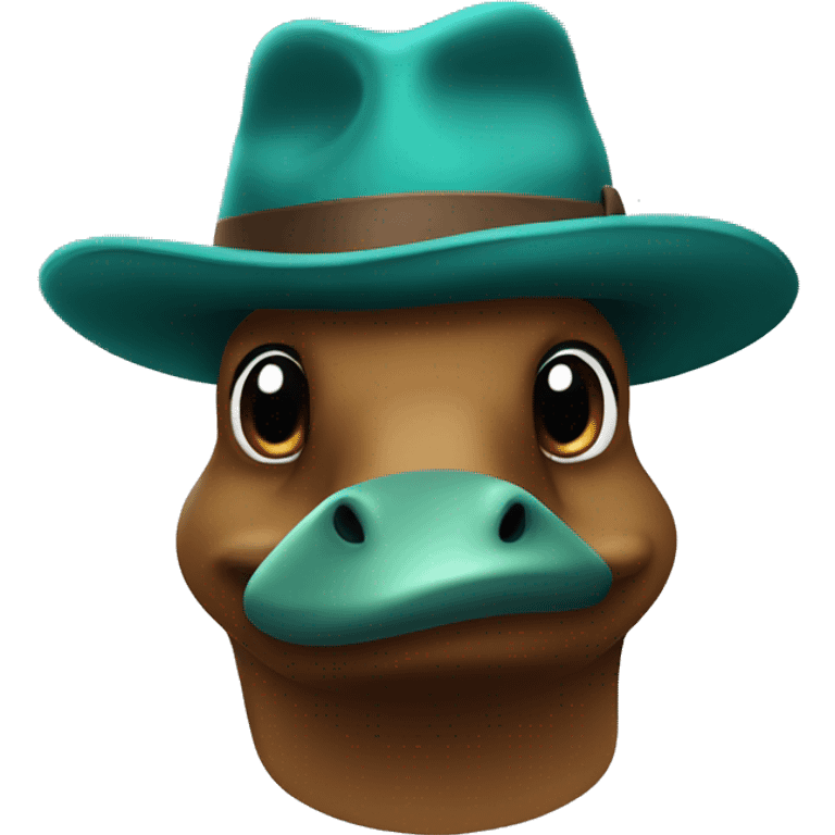 blue/green platypus with a brown fedora emoji