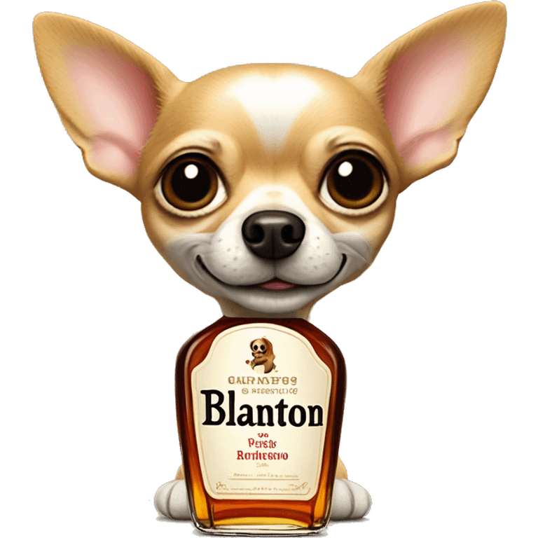 Chihuahua with a bottle of Blanton’s bourbon  emoji