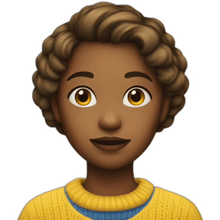 Girl in blue and yellow sweater emoji