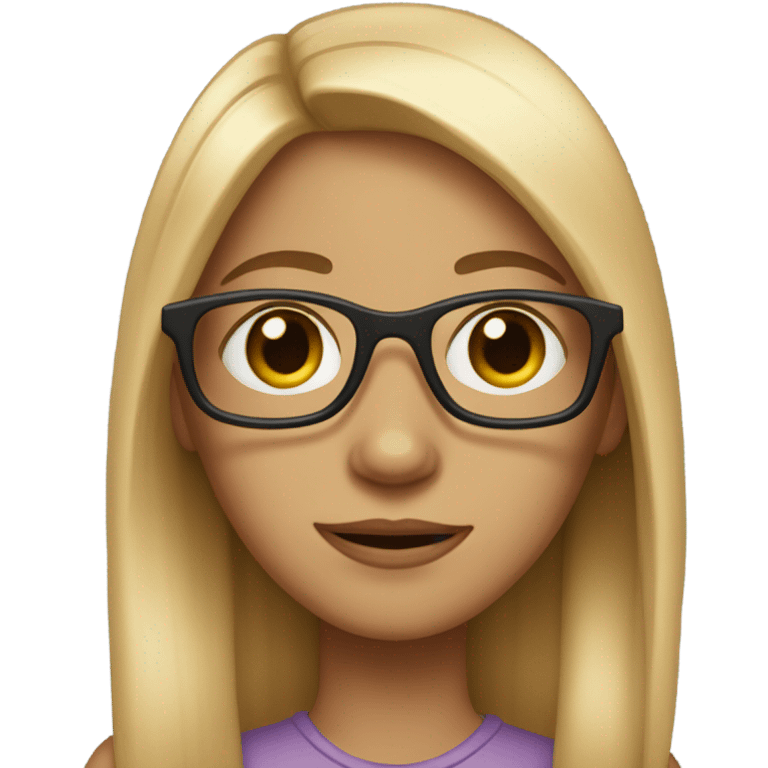 girl with straight long hair and almond shape eyes wearing glasses  emoji