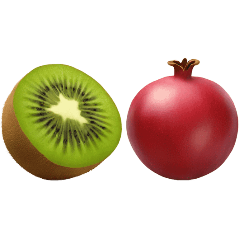 one kiwi and one pomegranate next to each other emoji