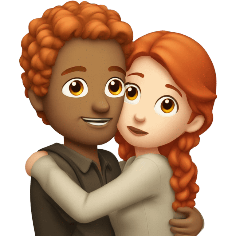 Girl with red hair kissing man  emoji