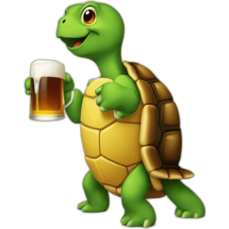 Tortue qui boit de la bière emoji