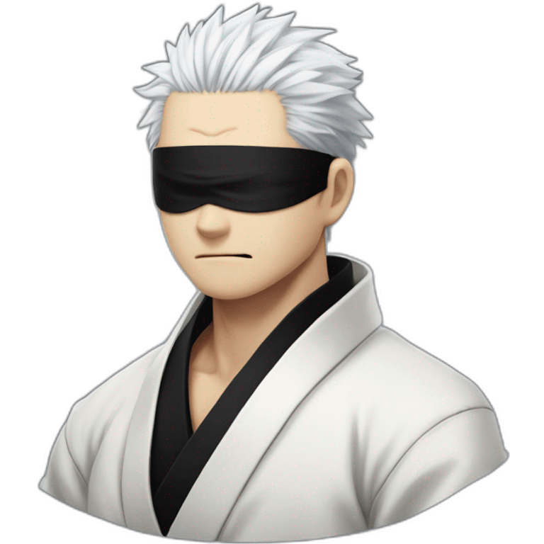 gojo satoru with white hair and black blindfold in jujutsu kaisen emoji