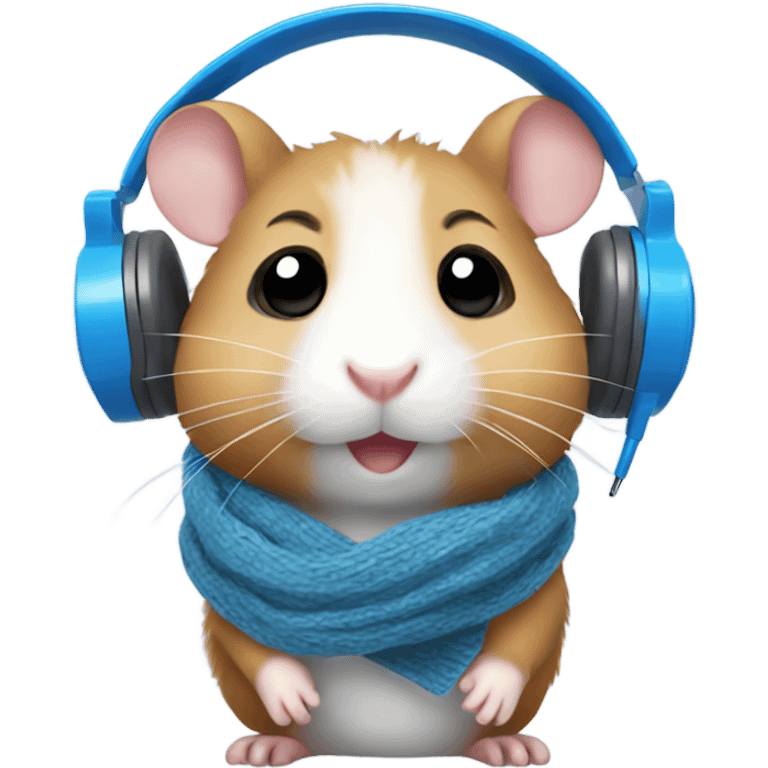 A hamster with a scarf and cute blue headphones emoji