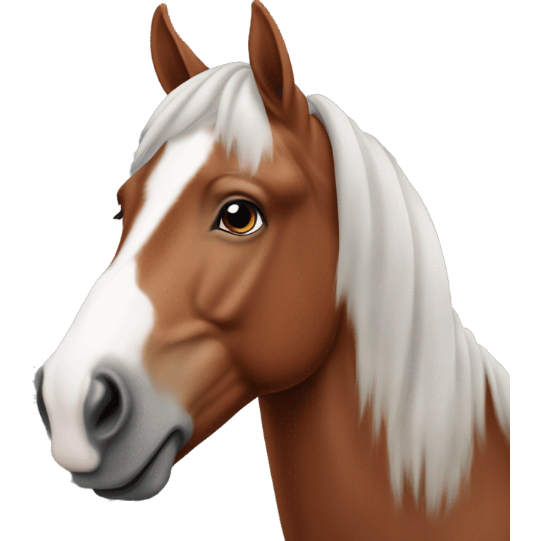 Chestnut Horse With a White blaze and a grey for on the nose emoji