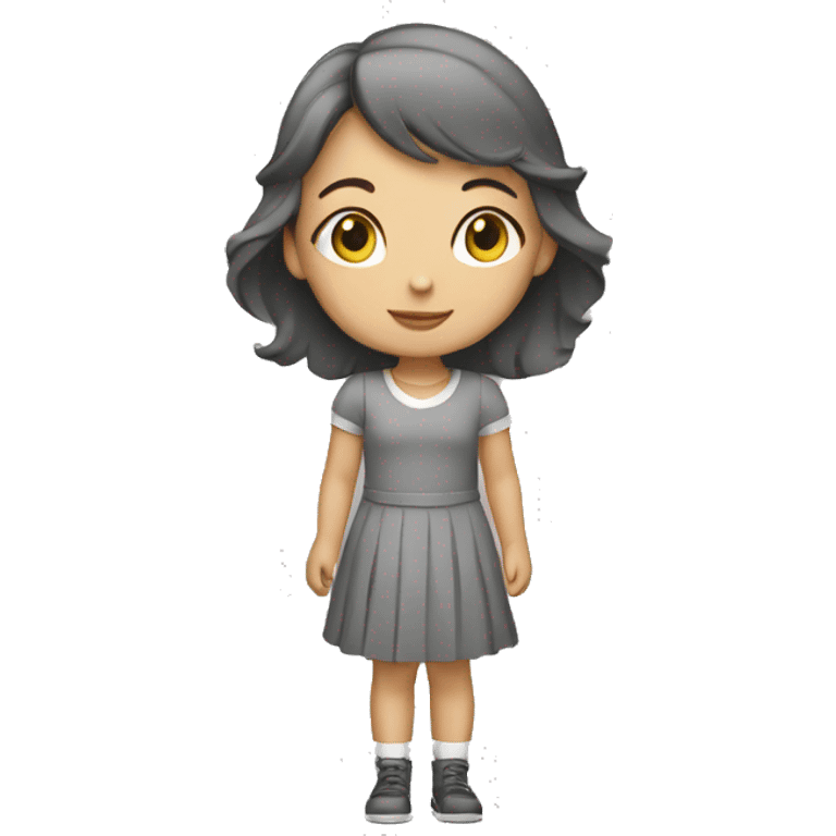 girl in a gray dress with road markings emoji