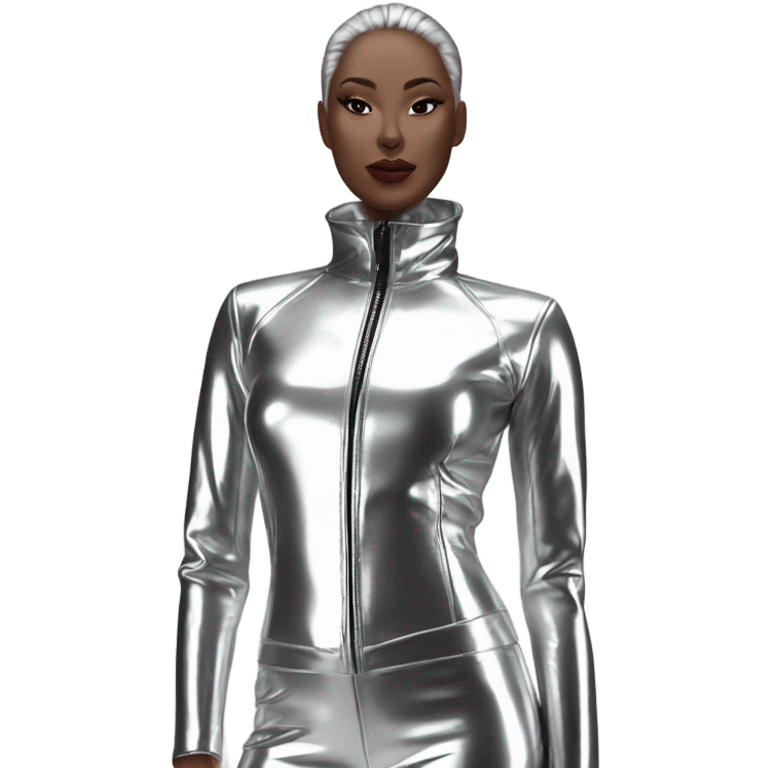 silver female latex jacket full view emoji