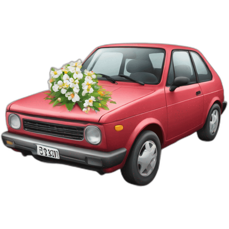 Voiture et une fleur emoji