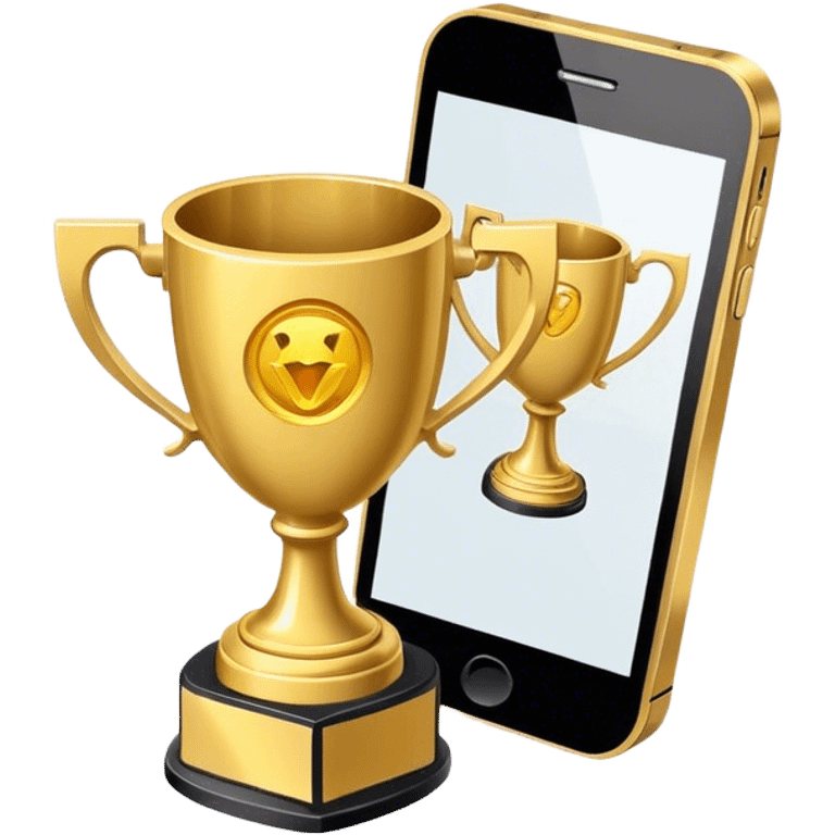 a trophy in a mobile phone emoji