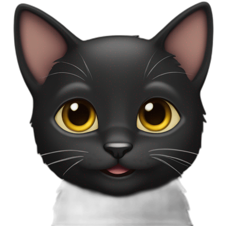 happy black kitty on laptio emoji