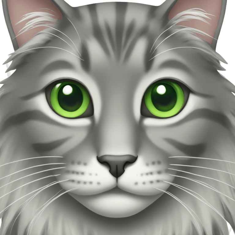 gray long hair cat with green eyes emoji