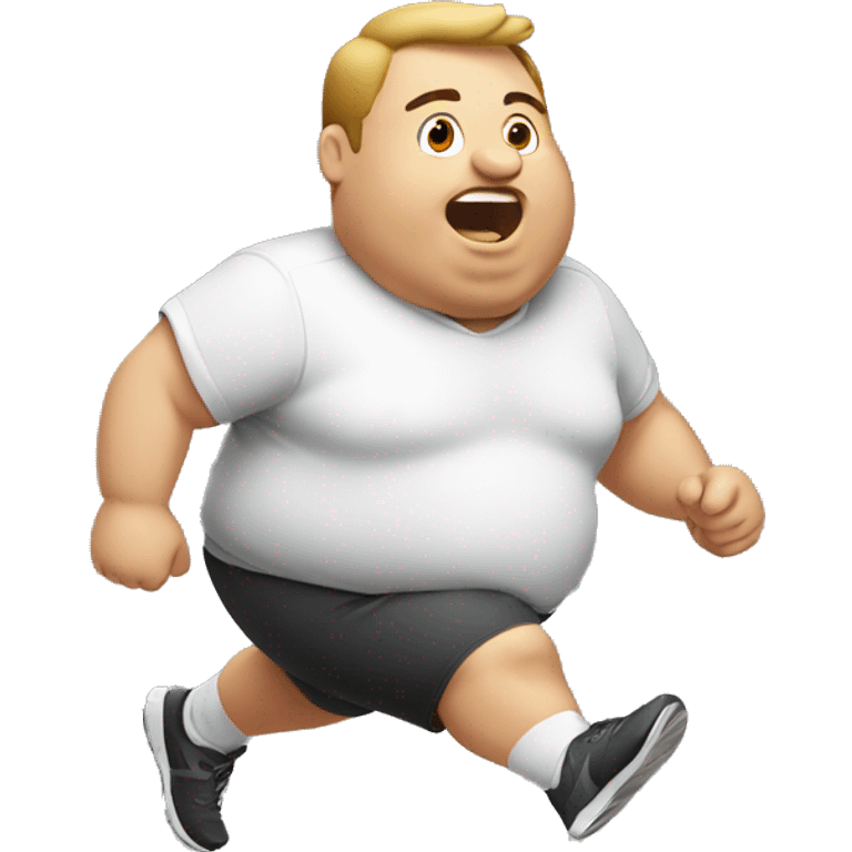 Fat guy running with butt out emoji