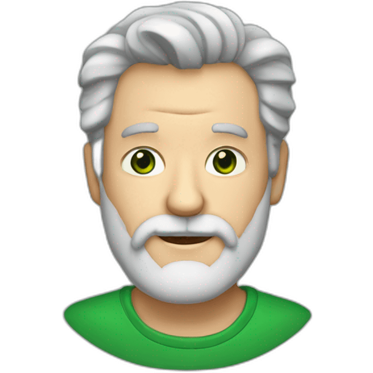 Gray haird 60 years old man with beard and green eyes emoji