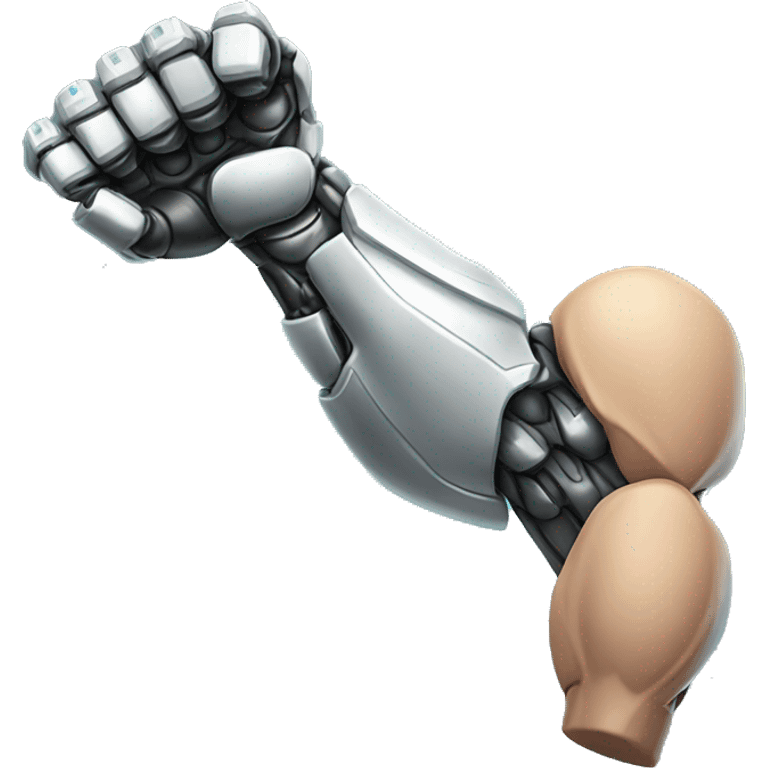 Cyborg arm and bicep with flexing shock emoji