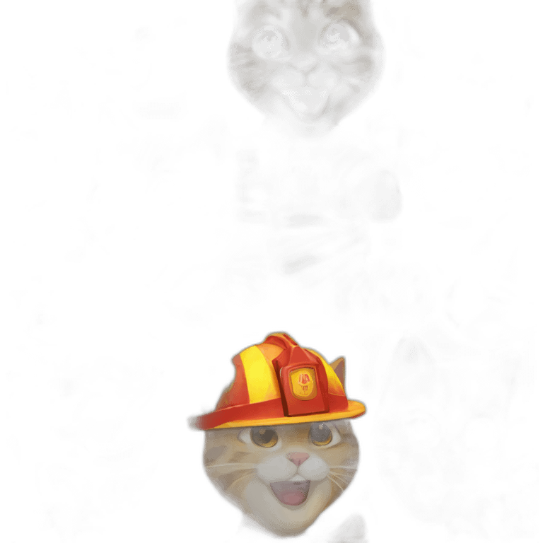 Laughing cats wear firefighter uniforms emoji