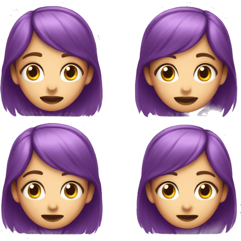 The surprised and excited eyes of the beautiful girl with purple hair dyed her head emoji