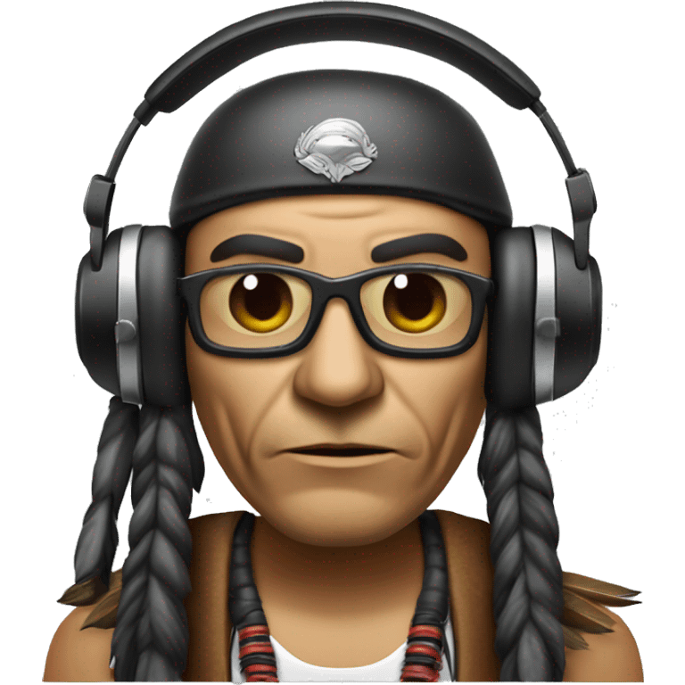 Indian chief bobber sagebrush with headset on emoji