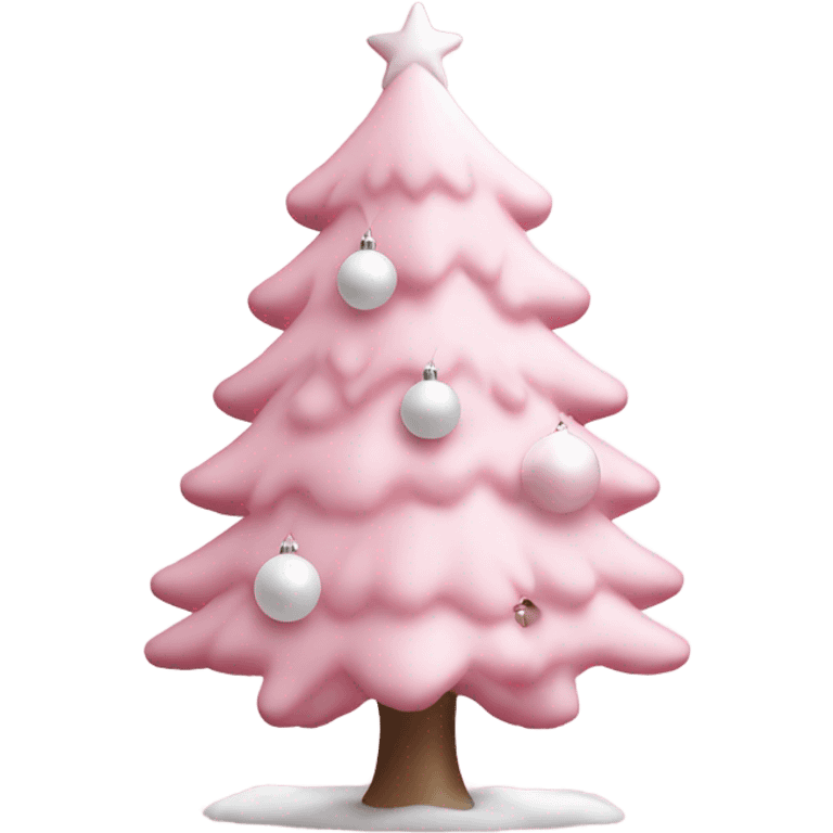 baby pink christmas tree with white baubles  emoji