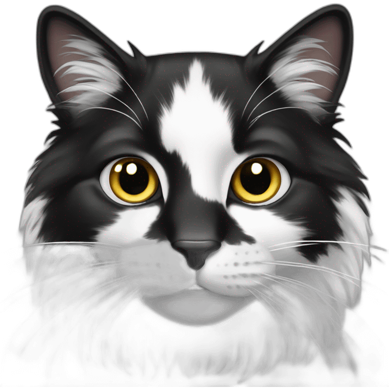 black and white long hair cat emoji