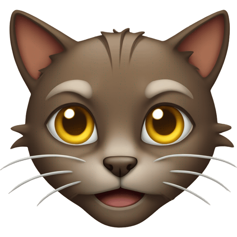 Brown cat with long claws and mean face emoji