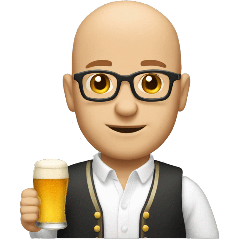 bald frmer with beer emoji