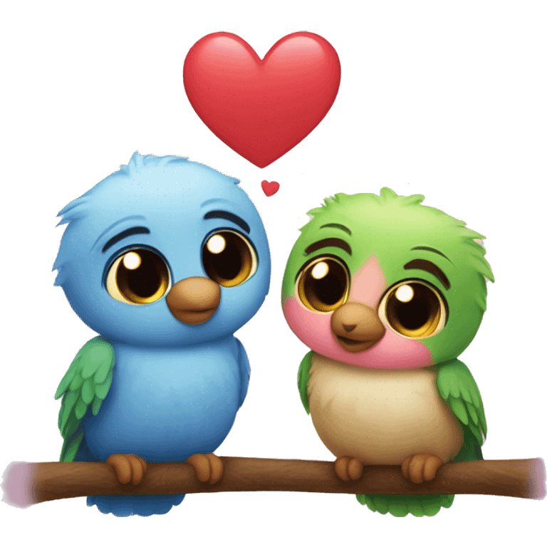 Love between cub teddy and lovebird emoji