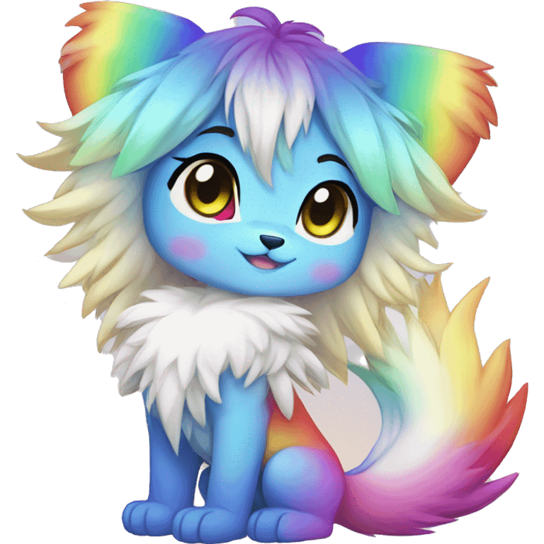 Anthro rainbow-gradient-shiny-Chibi-style-Fur-Sona-Fakémon Full Body emoji