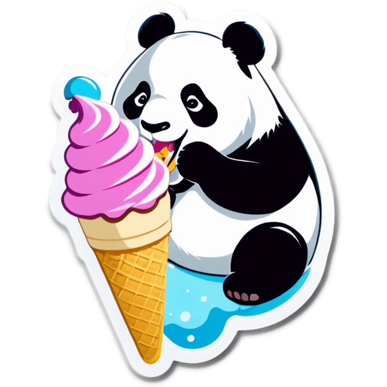 Panda eating ice cream emoji