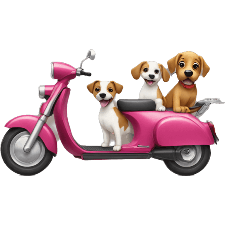 Scooter being pulled by two dogs emoji