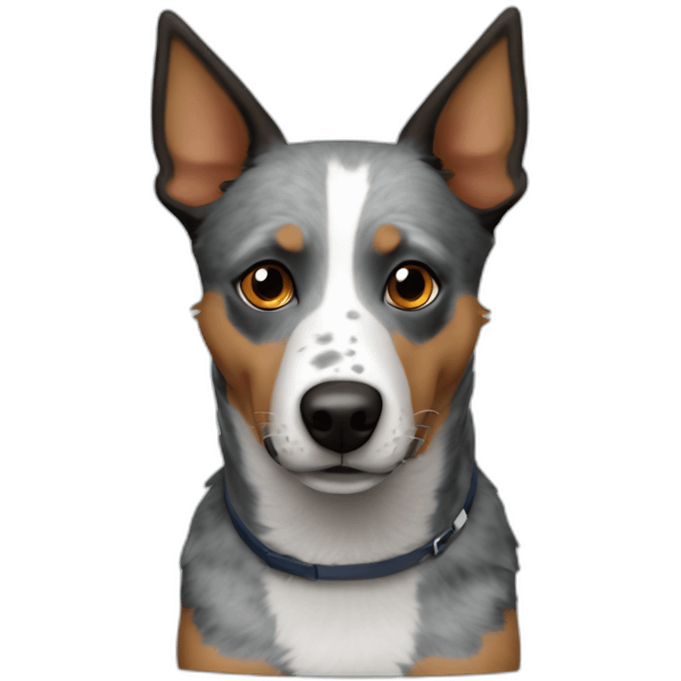 blue heeler mix dog with brown eyes and lopsided ears emoji