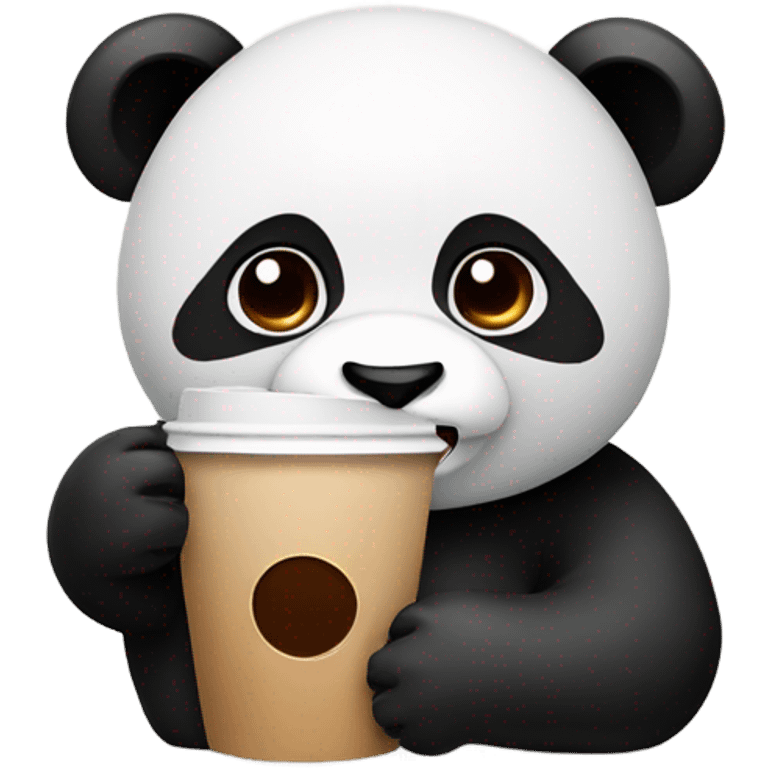 Panda with coffee emoji