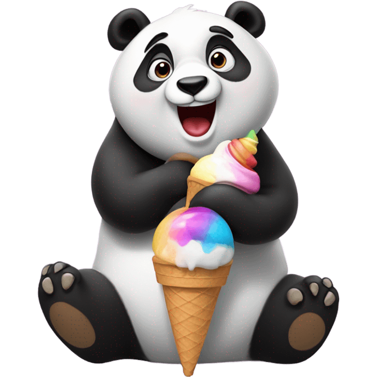 Panda eating ice cream emoji