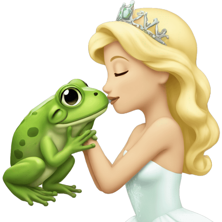 White Princess kissing frog emoji