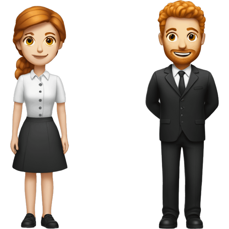 a ginger waiter and a brown haired girl psychologist emoji