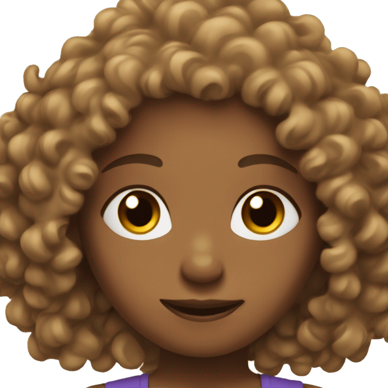 Ran curly hair girl brown eyes doing yoga emoji