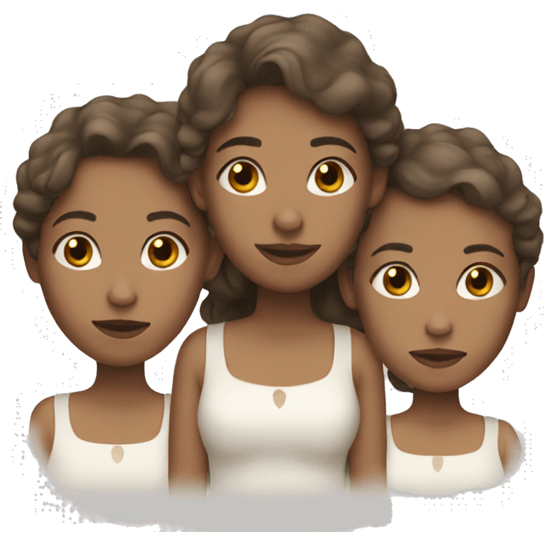 three white sisters with brown hair  emoji