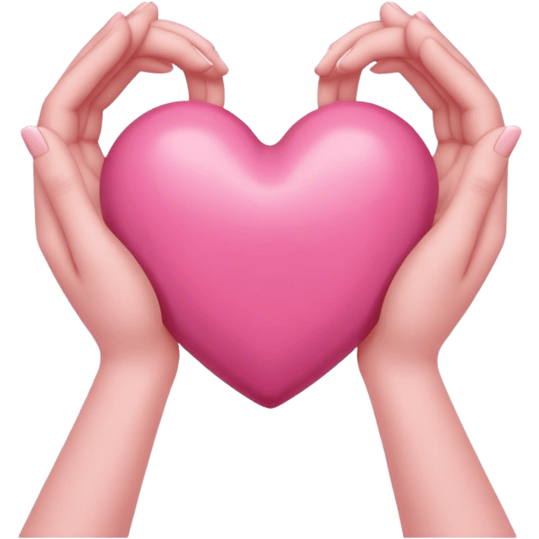 heart with hands, pink heart in middle emoji