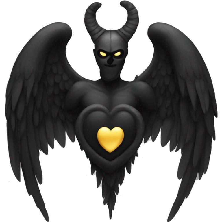 Black heart with wings and horns emoji